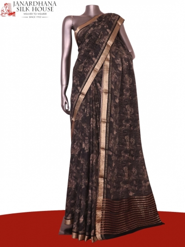 Pure Floral Zari Crepe Silk Saree